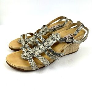 Paul Green Sandal 10 Snakeskin Espadrille Wedge Strappy Shoes‎ Womens